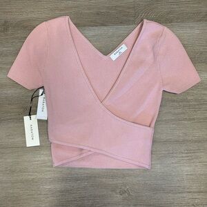 Babaton pink “sculpt cross” shirt